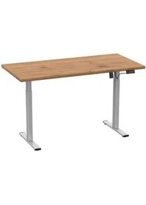 Mid.you Schreibtisch , Silberfarben, Honigeiche , Metall, Holzwerkstoff , rechteckig , 50x71x110 cm , höhenverstellbar , Büromöbel, Schreibtische, Höhenverstellbare Schreibtische