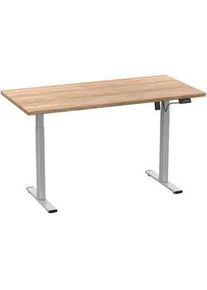 Vcm Mid.you Schreibtisch , Silberfarben, Sonoma Eiche , Metall, Holzwerkstoff , rechteckig , 50x71x140 cm , höhenverstellbar , Büromöbel, Schreibtische, Höhenverstellbare Schreibtische