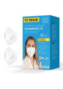 Technisat, Mundschutz, TECHNIMASK 2.0 - FFP2 Maske (5-lagige Gesichtsmaske mit hochwertigem Vlies, Mund- und Nase (FFP2, 15 x)
