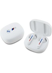 BMW Bluetooth headphones BMBEMIATP20LOH TWS + docking station white/white Printed Logos (30 h, Kabellos), Kopfh&ouml;rer, Weiss