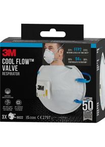 3M, Atemschutzmaske, Komfort-Feinstaubmaske 8822 (FFP2, 3 x)