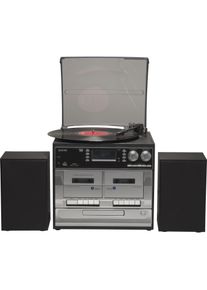 Denver MRD-166 (Tape-Deck, Plattenspieler, CD Player, 2x 2 W), Stereoanlage, Schwarz, Silber