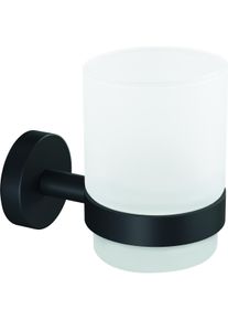 Tesa, Zahnputzbecher, MOON BLACK Zahnputzbecher inkl. Klebel&ouml;sung ohne Bohren