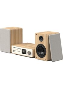pure Classic Stereo (Spotify Connect, Bluetooth, WLAN, CD Player, 2x 50 W), Stereoanlage, Weiss, Braun