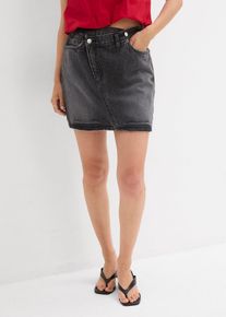Gonna di jeans con cinta asimmetrica, Nero, Taglia 48, bonprix