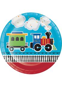 8 assiettes en papier tuf tuf locomotive 23cm