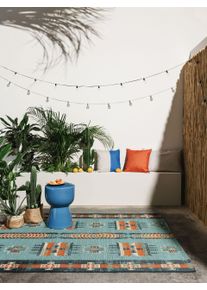 benuta Pop Tapis d'extérieur Ria Multicouleur/Bleu 80x165 cm - Tapis outdoor pour balcon, terrasse et jardin