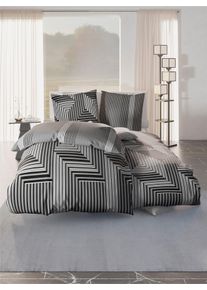 Kaeppel unisex Bedtextiel in zwart/grijs geprint ,maat 40x80/135x200 cm, Witt, 100% Katoen