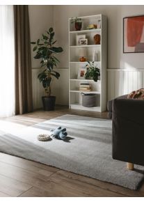 Tapis poil ras shaggy lavable Melvin Gris clair 200x200 cm - Tapis poil court design moderne pour salon