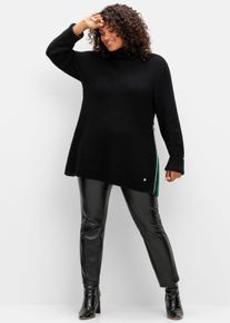 sheego Dames Legging met glanzende coating in zwart ,maat 40, Witt, 100% Polyester. Coating: 100% Polyurethaan