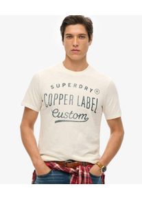 Superdry Herren Weiß Copper Label Workwear T-Shirt Logo-Druck, Größe: M
