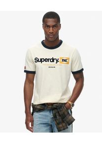 Superdry Herren Core Ringer Workwear T-shirt mit Grafik und Logo Creme - Größe: M