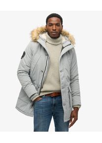 Superdry Herren Everest Parka mit Kapuze und Kunstfellbesatz Hellblau - Größe: M