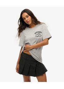Superdry Damen Grau Machined Goods Oversized Workwear T-Shirt, Gr&ouml;&szlig;e: XXL