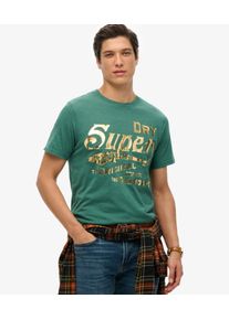 Superdry Herren Workwear T-shirt mit Metallic-grafik Grün - Größe: XL