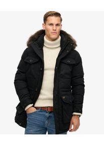 Superdry Herren Chinook Parka mit Kunstfellbesatz Schwarz - Größe: L