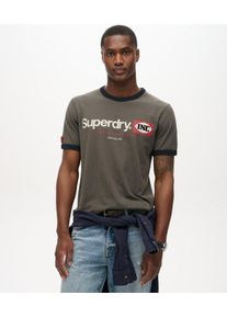Superdry Herren Core Ringer Workwear T-shirt mit Grafik und Logo Dunkelgrau - Größe: M