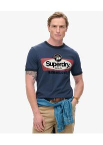 Superdry Herren Core Ringer Workwear T-shirt mit Grafik und Logo Marineblau - Größe: L