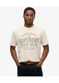 Superdry Herren Machined Goods Workwear T-shirt Creme - Gr&ouml;&szlig;e: XL