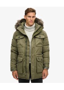Superdry Herren Grün Chinook Parka mit Kunstfellbesatz, Größe: L