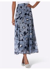 Dames Geweven rok met zilverkleurige accenten in marine/bleu geprint ,maat 36, WITT, 100% Polyester