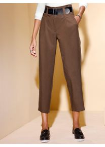 Dames Paperbagbroek inclusief ceintuur in bruin ,maat 36, WITT, 63% Lyocell, 37% Polyester