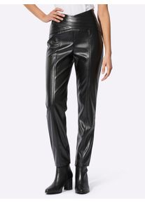 Dames Broek van imitatieleer met siernaden aan de band in zwart ,maat 36, WITT, 100% Polyester