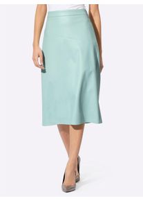 Dames Rok van imitatieleer met loopsplit achter in kalkmint ,maat 36, WITT, 100% Polyester