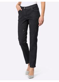 Dames 5-pocketjeans met glittersteentjes in dark-blue ,maat 36, WITT, 56% Katoen, 19% Polyester, 14% Lyocell, 10% Viscose, 1% Elastan