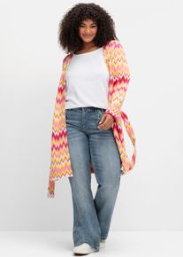 sheego by Joe Browns Dames Lang vest met zigzagpatroon in crèmeroze/offwhite ,maat 40/42, Witt, 100% Viscose
