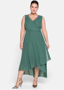 sheego Dames Avondjurk in wikkellook, van chiffon in opaalgroen ,maat 46, Witt, 100% Polyester