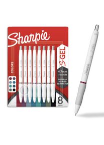 sharpie S-Gel | Gel Pens for Writing | Medium Point (0.7mm) | Assorted Ink Colours | White Pearl Barrels | 8 Count