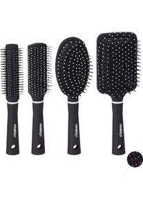Relaxdays, Haarb&uuml;rste + Kamm, 4x Haarb&uuml;rste