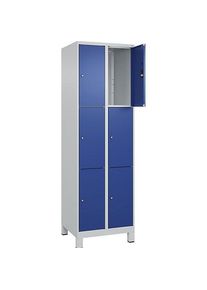 C+P, Aktenschrank, CP Classic Plus Schließfachschrank enzianblau, hellgrau 080010-203 S10003, 6 Schließfächer 60,0 x 5