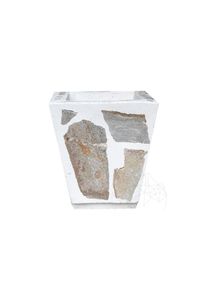 Jardiniera Rustic din Beton 30x40 cm &ndash; Placata cu Piatra Poligonala Rhodos | Ideala pt Flori &icirc;n Gradina, Terasa si Alei