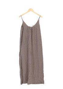 Maison Scotch Maxikleid Sommerkleid Bohemian Kariert Braun Gr. 36/S Viskose