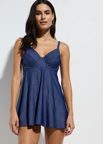 bonprix Długie tankini (2 części) w optyce dżinsu, niebieski, 38 (75)