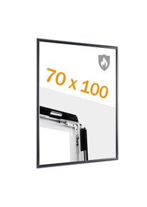 1 Cornice a scatto antincendio 70 x 100 con certificazione B-s1, d0 con foglio di copertura in PET | nero, alluminio