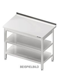 Arbeitstisch mit Grund- und Zwischenboden, 600x600x850 mm, ohne Aufkantung, verschwei&szlig;t