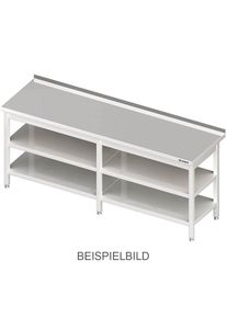 Arbeitstisch mit Grund- und Zwischenboden, 2700x700x850 mm, ohne Aufkantung, verschwei&szlig;t