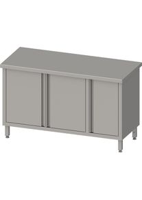 Arbeitsschrank mit Fl&uuml;gelt&uuml;ren, 1300x600x850 mm, mit Fl&uuml;gelt&uuml;rschrank rechts, ohne Aufkantung, verschwei&szlig;t