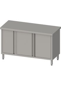 Arbeitsschrank mit Fl&uuml;gelt&uuml;ren, 1300x600x850 mm, mit Fl&uuml;gelt&uuml;rschrank links, ohne Aufkantung, verschwei&szlig;t