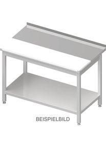 Arbeitstisch mit Grundboden, 1100x700x850 mm, mit b&uuml;ndig eingelassener PE-Schneideplatte, ohne Aufkantung, verschwei&szlig;t