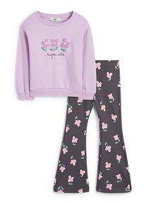 C&Amp;A Set-felpa e leggings termici svasati, Porpora, Taille: 92