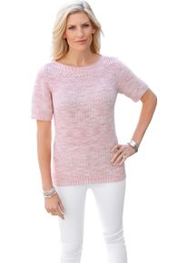 Damska Pulóver s krátkymi rukávmi s lesklými priadzami svetloružová veľkosť 54