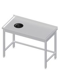 Arbeitstisch ohne Grundboden, 1500x600x850 mm, mit Abfallloch links, mit Aufkantung, verschwei&szlig;t