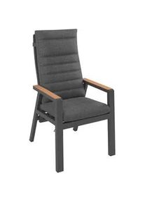 Ambia Garden Garten-Relaxsessel , Naturfarben, Dunkelgrau , Metall, Kunststoff, Textil , Füllung: Schaumstoff , 60x110x74 cm , Gartenmöbel, Gartenliegen, Liegestühle