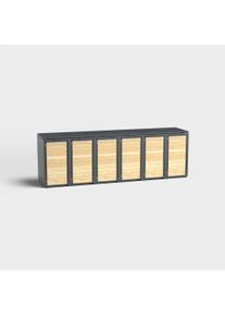 Box per bidoni della spazzatura 6 contenitori (120l) | Holzmichl | Antracite (RAL7016) | con coperchio | in legno