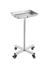 VEVOR Laborwagen Servierwagen Edelstahl mit abnehmbaren Tabletts aus Edelstahl Tragkraft bis 16 kg, einstellbare H&ouml;he 64-101cm, medizinisches Tablett f&uuml;r Spa Salon Klinik K&ouml;rperpflege Silber