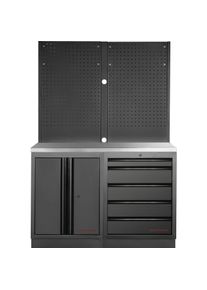 Kraftwerk, Werkstattschrank, MOBILIO BLK Kombi Lochwand Edelstahl (136 cm, 200 cm)